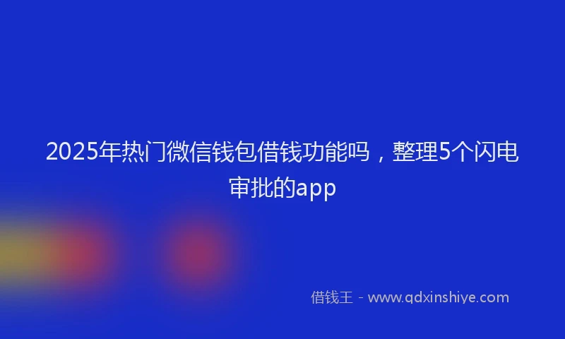 2025年热门微信钱包借钱功能吗，整理5个闪电审批的app