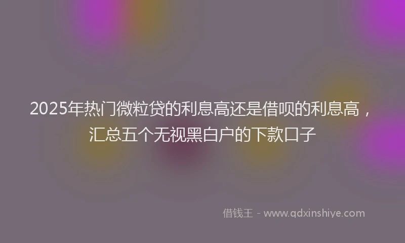 2025年热门微粒贷的利息高还是借呗的利息高，汇总五个无视黑白户的下款口子