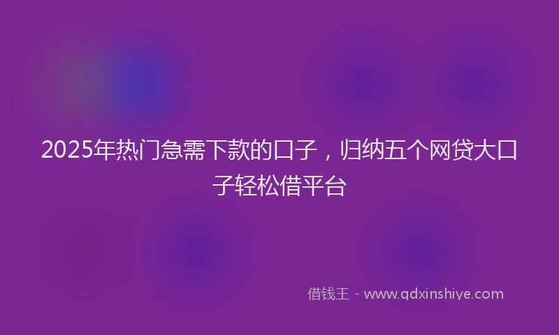 2025年热门急需下款的口子，归纳五个网贷大口子轻松借平台
