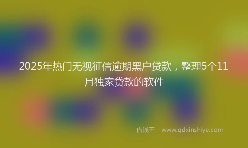 2025年热门无视征信逾期黑户贷款，整理5个11月独家贷款的软件
