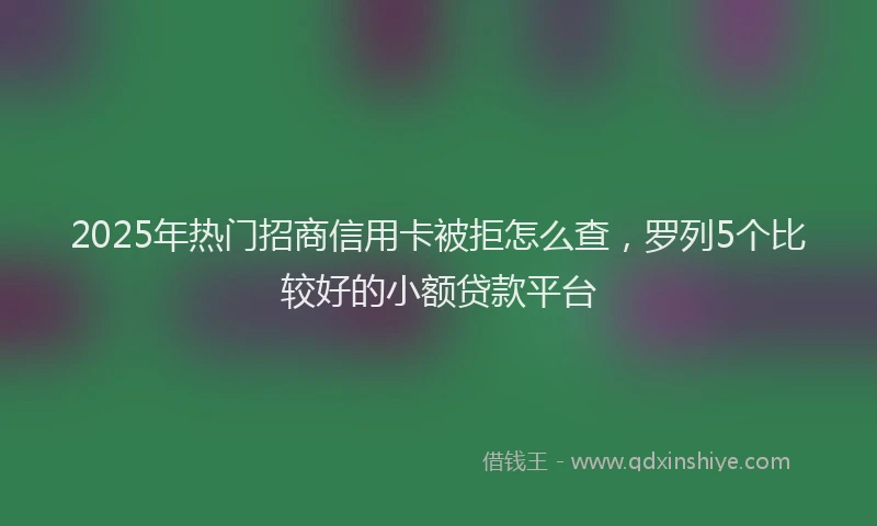 2025年热门招商信用卡被拒怎么查，罗列5个比较好的小额贷款平台