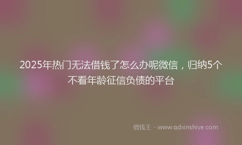 2025年热门无法借钱了怎么办呢微信，归纳5个不看年龄征信负债的平台