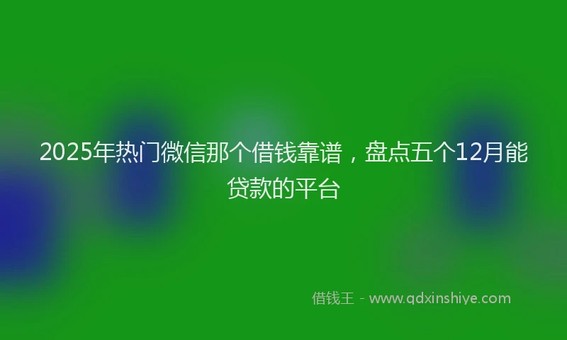 2025年热门微信那个借钱靠谱，盘点五个12月能贷款的平台