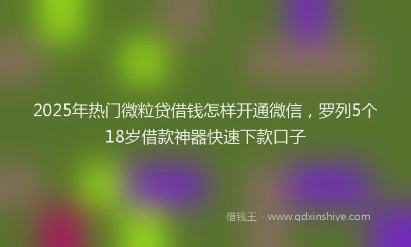 2025年热门微粒贷借钱怎样开通微信，罗列5个18岁借款神器快速下款口子