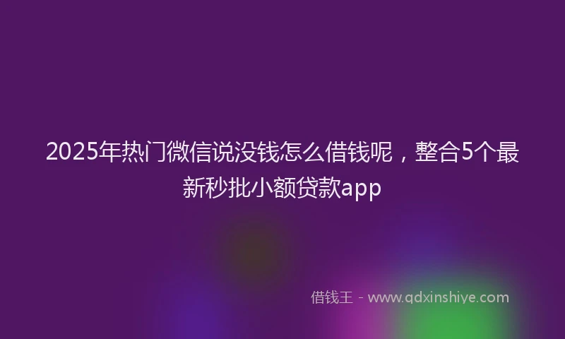 2025年热门微信说没钱怎么借钱呢，整合5个最新秒批小额贷款app