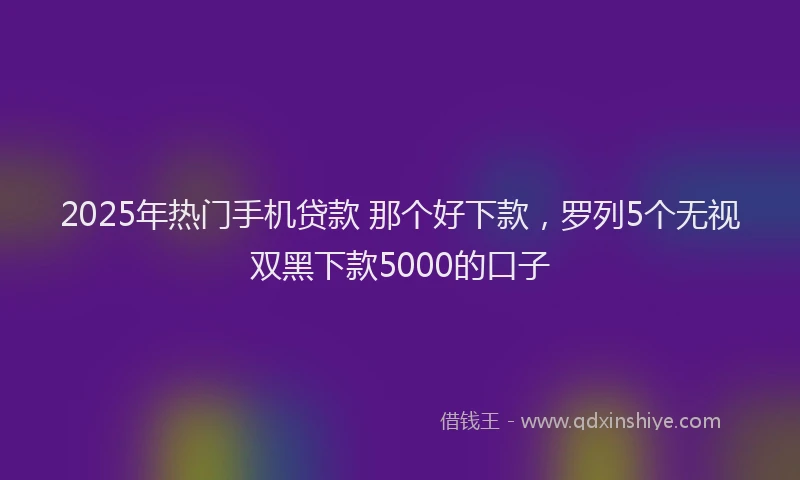 2025年热门手机贷款 那个好下款，罗列5个无视双黑下款5000的口子