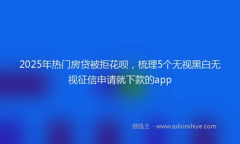 2025年热门房贷被拒花呗，梳理5个无视黑白无视征信申请就下款的app