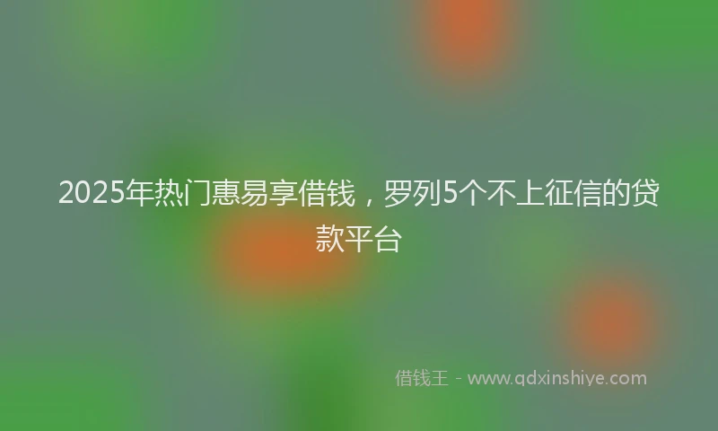2025年热门惠易享借钱，罗列5个不上征信的贷款平台