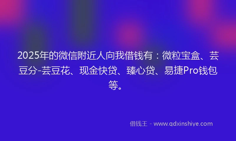 2025年的微信附近人向我借钱有：微粒宝盒、芸豆分-芸豆花、现金快贷、臻心贷、易捷Pro钱包等。