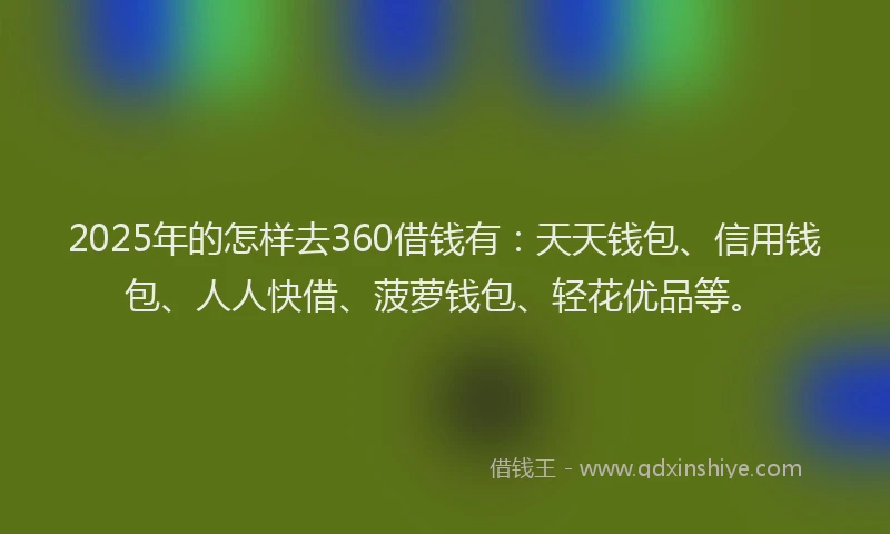 2025年的怎样去360借钱有：天天钱包、信用钱包、人人快借、菠萝钱包、轻花优品等。