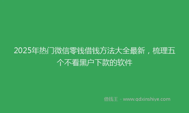 2025年热门微信零钱借钱方法大全最新，梳理五个不看黑户下款的软件