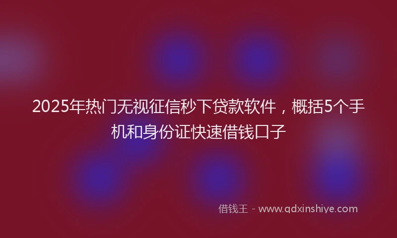 2025年热门无视征信秒下贷款软件，概括5个手机和身份证快速借钱口子
