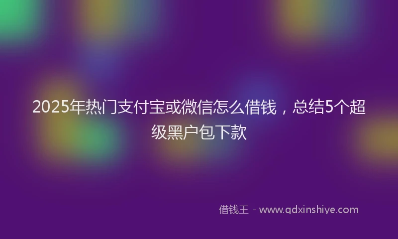 2025年热门支付宝或微信怎么借钱，总结5个超级黑户包下款