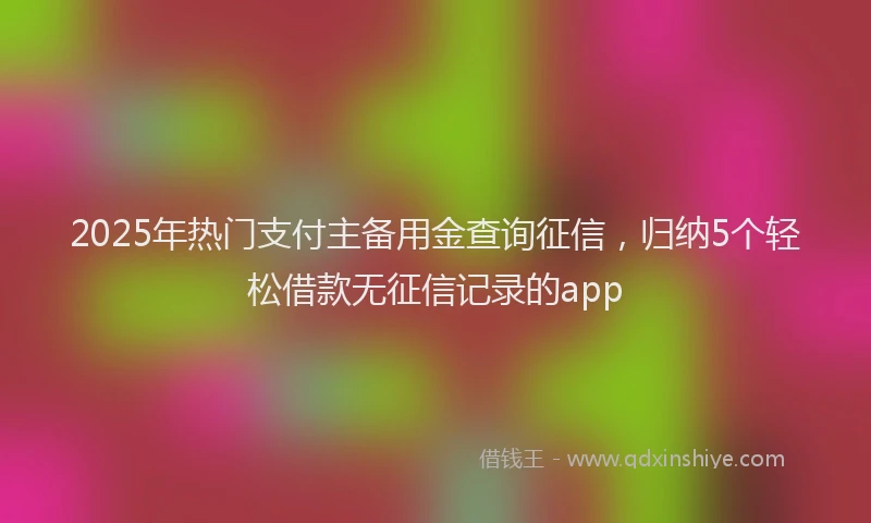 2025年热门支付主备用金查询征信，归纳5个轻松借款无征信记录的app