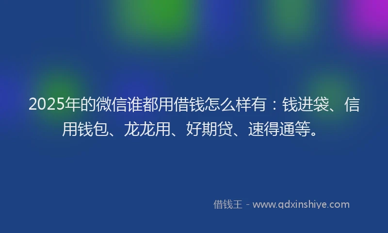 2025年的微信谁都用借钱怎么样有：钱进袋、信用钱包、龙龙用、好期贷、速得通等。