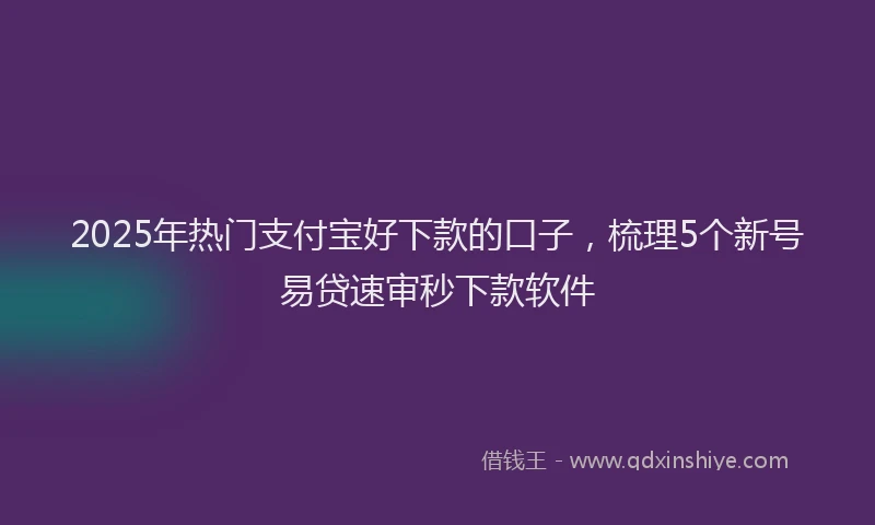 2025年热门支付宝好下款的口子，梳理5个新号易贷速审秒下款软件