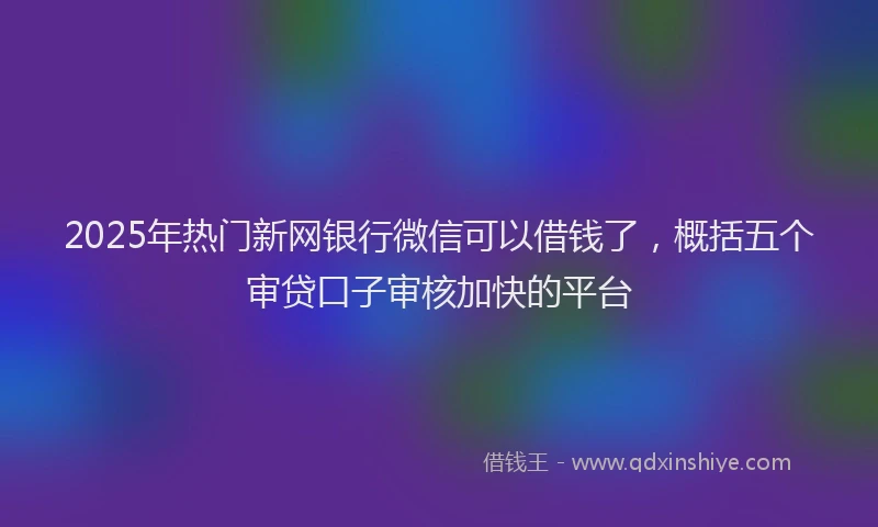 2025年热门新网银行微信可以借钱了，概括五个审贷口子审核加快的平台