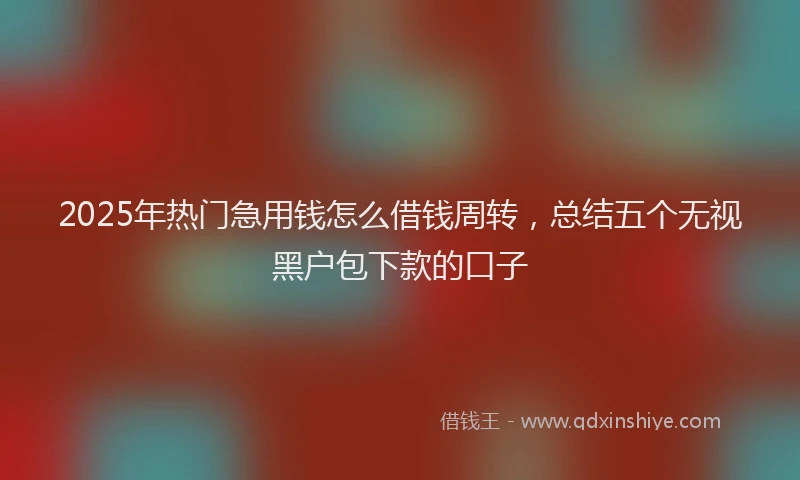 2025年热门急用钱怎么借钱周转，总结五个无视黑户包下款的口子