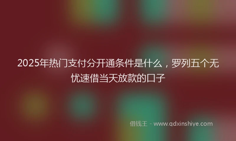2025年热门支付分开通条件是什么，罗列五个无忧速借当天放款的口子
