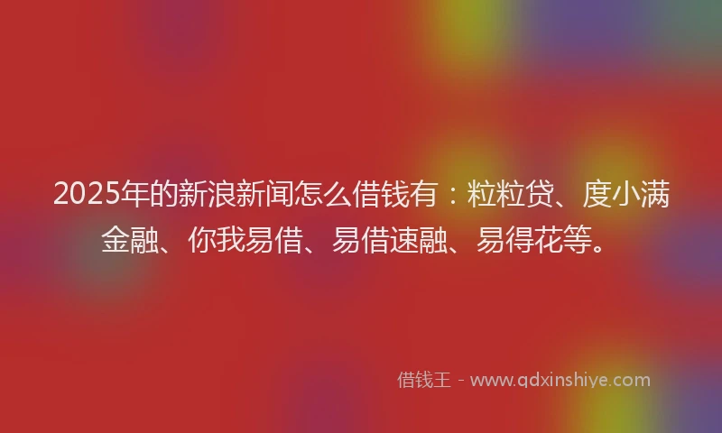 2025年的新浪新闻怎么借钱有：粒粒贷、度小满金融、你我易借、易借速融、易得花等。