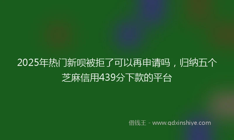 2025年热门新呗被拒了可以再申请吗，归纳五个芝麻信用439分下款的平台