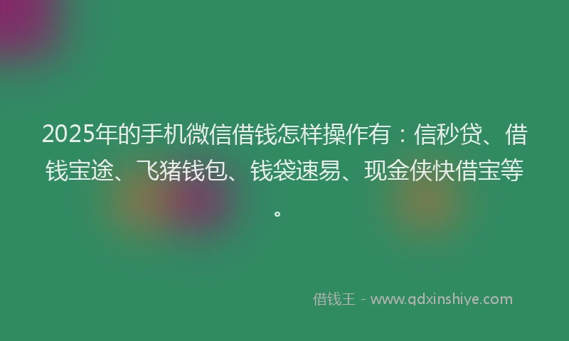2025年的手机微信借钱怎样操作有：信秒贷、借钱宝途、飞猪钱包、钱袋速易、现金侠快借宝等。