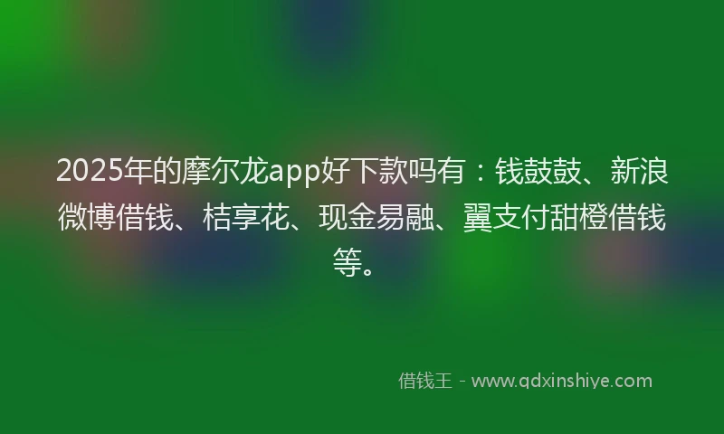 2025年的摩尔龙app好下款吗有：钱鼓鼓、新浪微博借钱、桔享花、现金易融、翼支付甜橙借钱等。