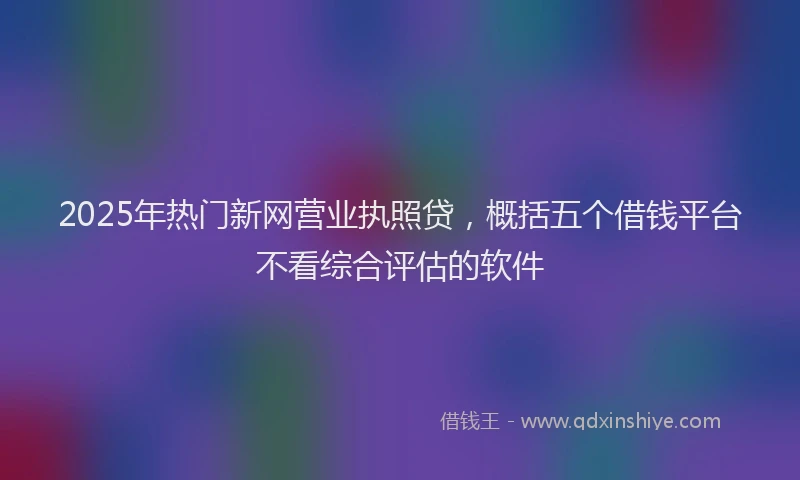 2025年热门新网营业执照贷，概括五个借钱平台不看综合评估的软件