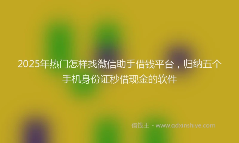 2025年热门怎样找微信助手借钱平台，归纳五个手机身份证秒借现金的软件