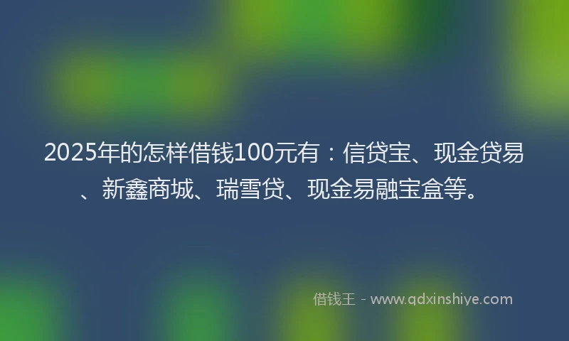 2025年的怎样借钱100元有：信贷宝、现金贷易、新鑫商城、瑞雪贷、现金易融宝盒等。
