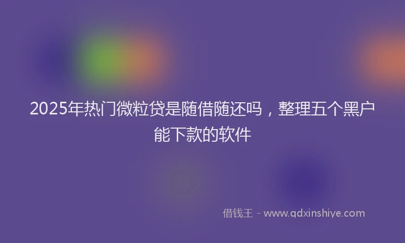 2025年热门微粒贷是随借随还吗，整理五个黑户能下款的软件