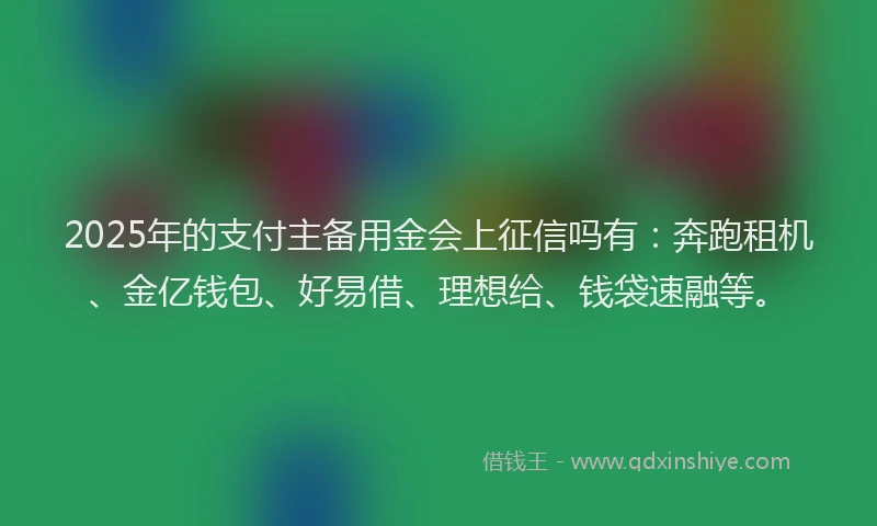 2025年的支付主备用金会上征信吗有：奔跑租机、金亿钱包、好易借、理想给、钱袋速融等。