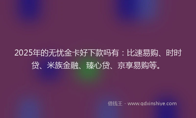 2025年的无忧金卡好下款吗有：比速易购、时时贷、米族金融、臻心贷、京享易购等。