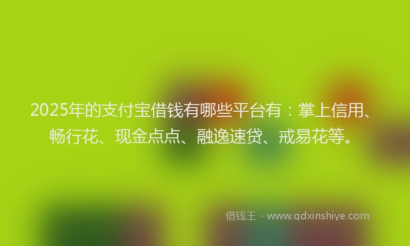 2025年的支付宝借钱有哪些平台有：掌上信用、畅行花、现金点点、融逸速贷、戒易花等。