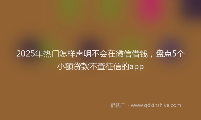 2025年热门怎样声明不会在微信借钱，盘点5个小额贷款不查征信的app