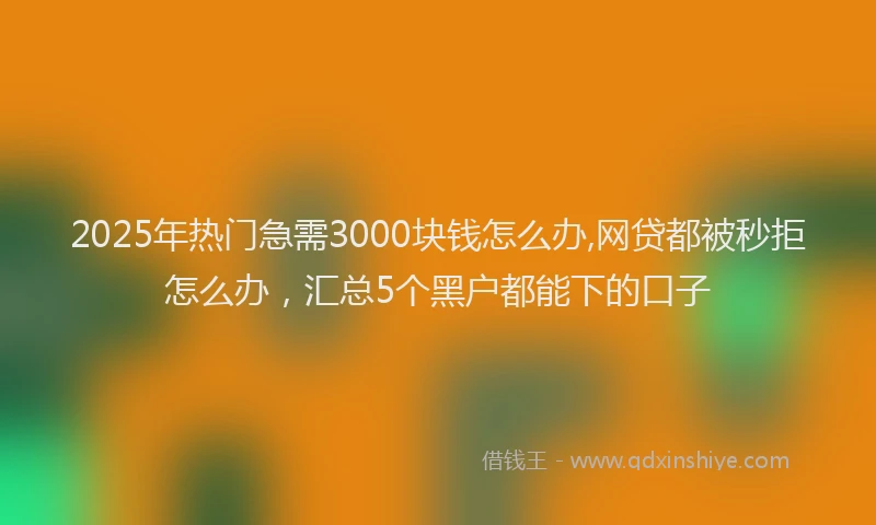 2025年热门急需3000块钱怎么办,网贷都被秒拒怎么办，汇总5个黑户都能下的口子