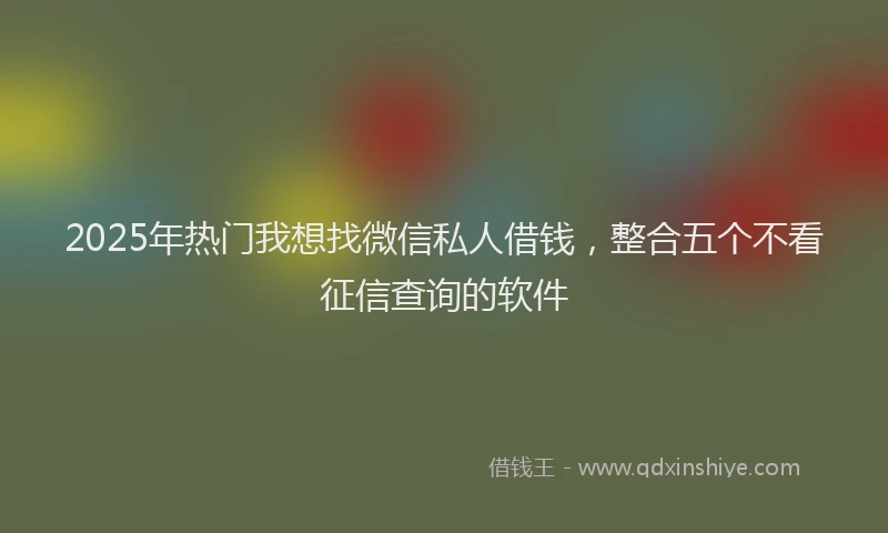 2025年热门我想找微信私人借钱，整合五个不看征信查询的软件