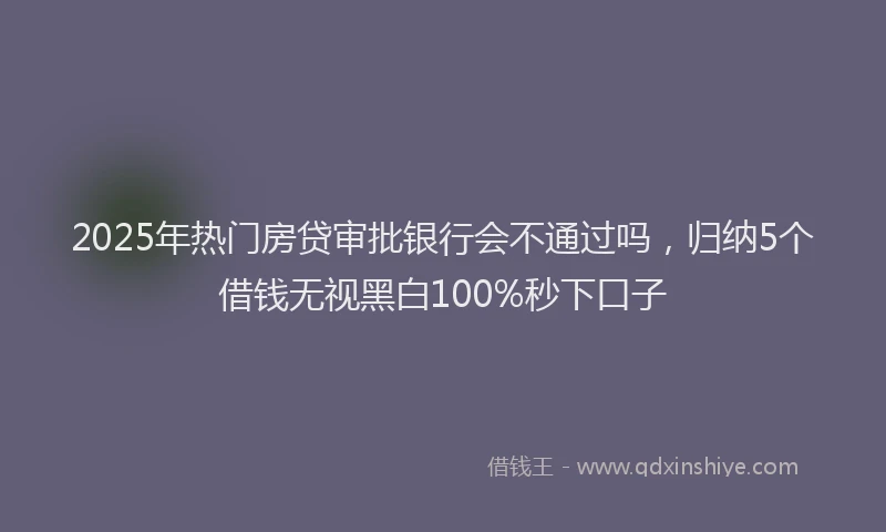 2025年热门房贷审批银行会不通过吗，归纳5个借钱无视黑白100%秒下口子