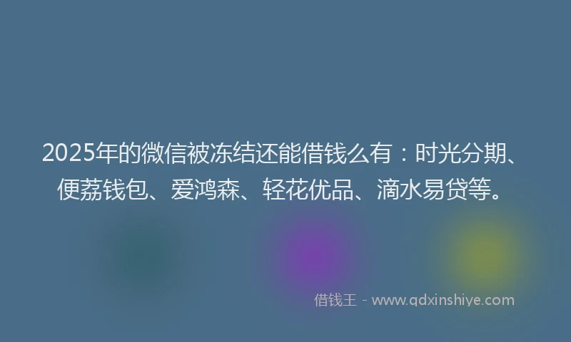 2025年的微信被冻结还能借钱么有：时光分期、便荔钱包、爱鸿森、轻花优品、滴水易贷等。