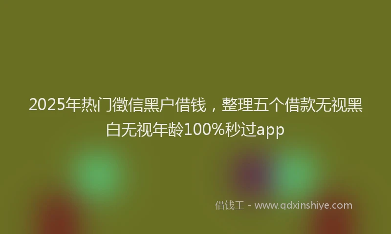 2025年热门徵信黑户借钱，整理五个借款无视黑白无视年龄100%秒过app