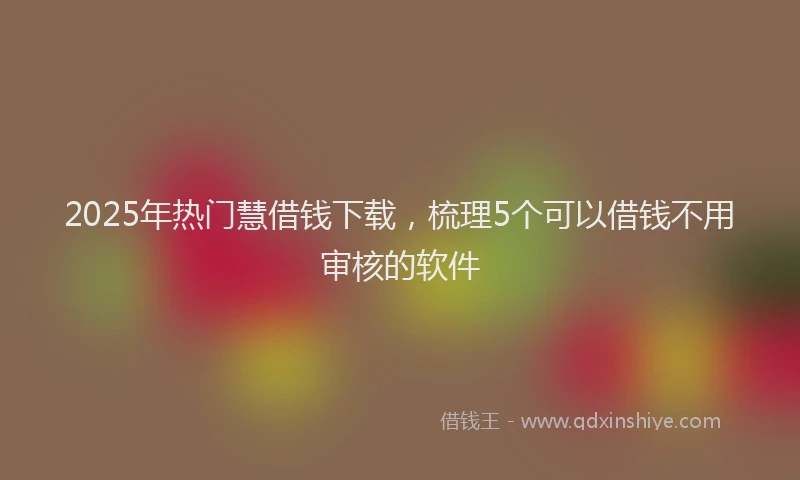 2025年热门慧借钱下载，梳理5个可以借钱不用审核的软件