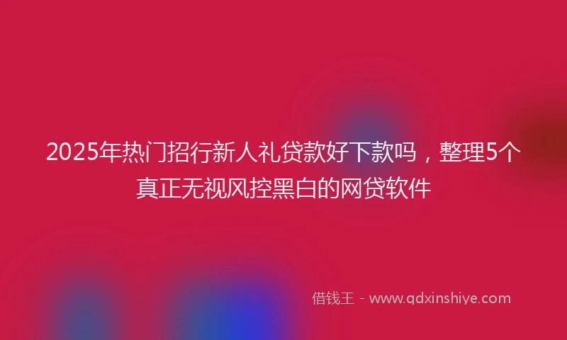 2025年热门招行新人礼贷款好下款吗，整理5个真正无视风控黑白的网贷软件