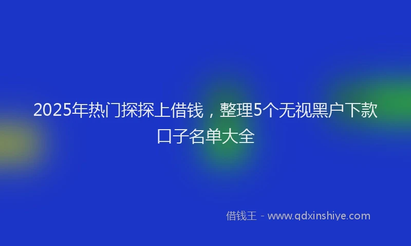 2025年热门探探上借钱，整理5个无视黑户下款口子名单大全