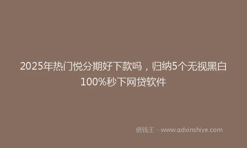 2025年热门悦分期好下款吗，归纳5个无视黑白100%秒下网贷软件