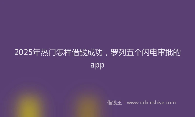 2025年热门怎样借钱成功，罗列五个闪电审批的app