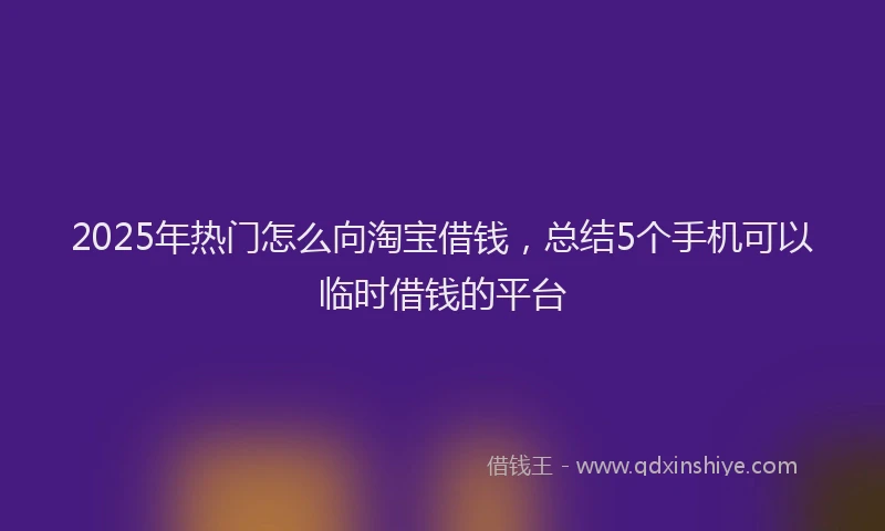 2025年热门怎么向淘宝借钱，总结5个手机可以临时借钱的平台