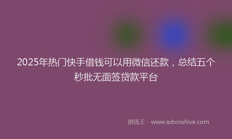 2025年热门快手借钱可以用微信还款，总结五个秒批无面签贷款平台