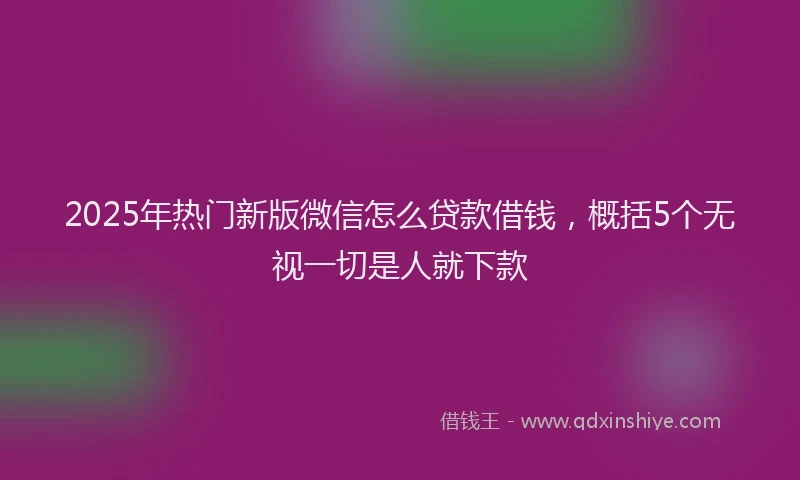 2025年热门新版微信怎么贷款借钱，概括5个无视一切是人就下款