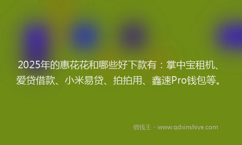 2025年的惠花花和哪些好下款有：掌中宝租机、爱贷借款、小米易贷、拍拍用、鑫速Pro钱包等。