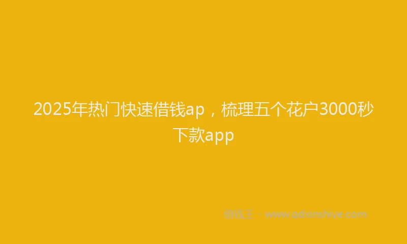 2025年热门快速借钱ap，梳理五个花户3000秒下款app